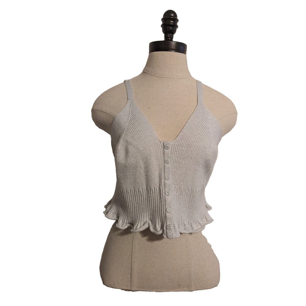 daily practice knit tank top‎ size medium cropped light gray